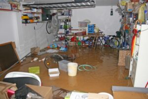 flooded basement full of stuff